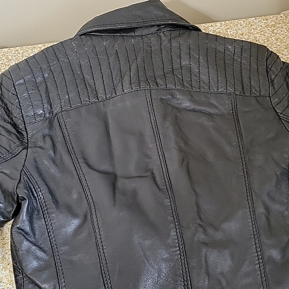 ASOS Black leather jacket with detailing on sleeves and back size 0 - Picture 9 of 11